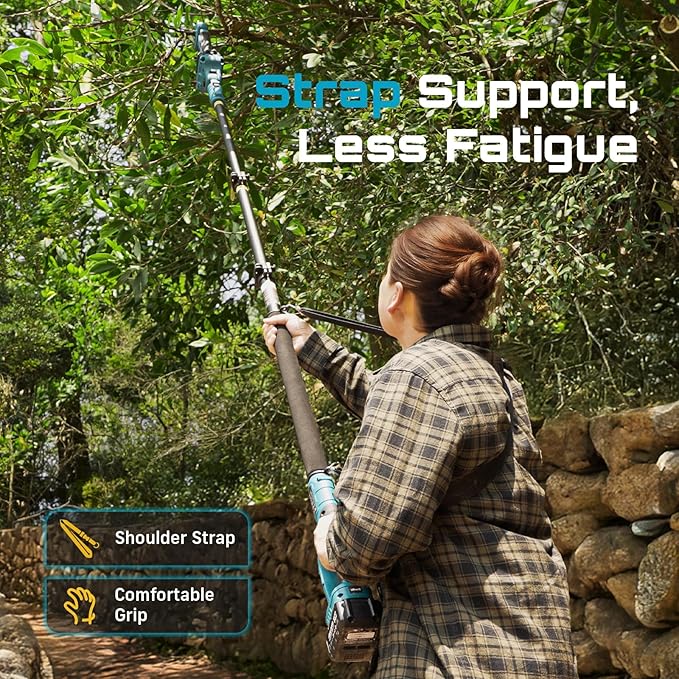 SEESII 2-in-1 Pole Pruning Shears: 1.6" Cutting Diameter Cordless Electric Pole Pruners - Brushless Motor, Dual 4.0Ah Batteries, Extra SK5 Blade, 4 Modes Adjustable Branches Cutter for Tree & Flower