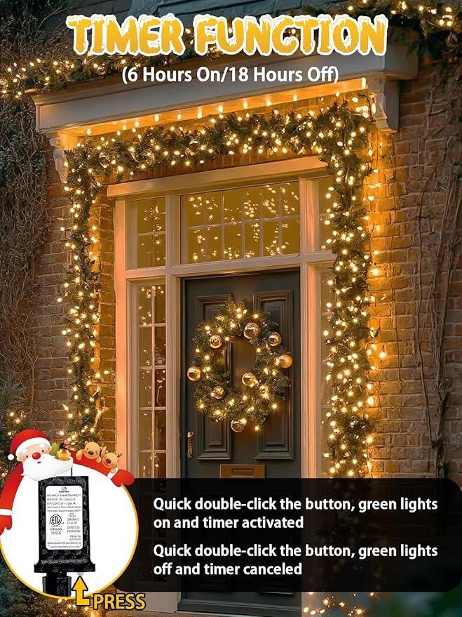240 LED 78FT C6 Christmas String Lights, Super Long Christmas Lights Outdoor Indoor with 13 Modes & Timer, Waterproof Fairy Twinkle Light Plug in for Tree Garden Party Xmas Decorations (Warm White)
