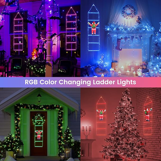 Toodour Christmas Decorations Lights, 3.3ft Smart RGB Christmas Decorative Lights with Santa Claus, Bluetooth & App Controlled Ladder Light - Music Sync Color Changing Xmas Light for Indoor Outdoor