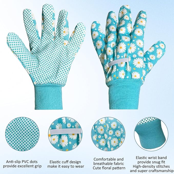 Long Sleeve Thorn Proof Gardening Gloves for Women - 1 Pair Long and 1 Pair Short for Yard Work - Gardening Gifts (Green, Medium)