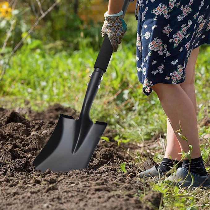 Shovel, Garden Shovels for Digging, 31” Small Spade Square Shovel with D-Handle Portable，Suitable for Car Snow Removal Trenching Kids Sand Beach Shovel Camping Gardening