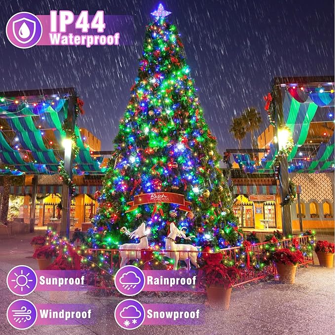 100FT 300 LED Christmas Lights Outdoor, Plug in Christmas String Lights Indoor, Waterproof & 8 Modes & Timer Function, Connectable Fairy Twinkle Light for Bedroom Patio Wedding Decor, Multicolor