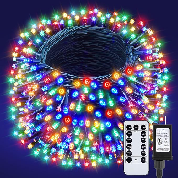 Christmas Lights 66FT 200 LED String Lights with 8 Modes Connectable Waterproof Plug-in Twinkle Fairy Lights for Home, Garden, Party, Holiday, Tree, Christmas Decorations (Multicolor)