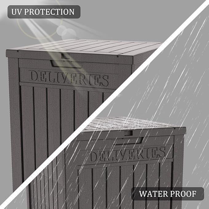 55 Gallon Plus Lockable Resin Deck Box, Waterproof Outdoor Storage Box for Patio Furniture, Garden Tools, Pool Accessories, UV-Resistant Outside Delivery, Grey