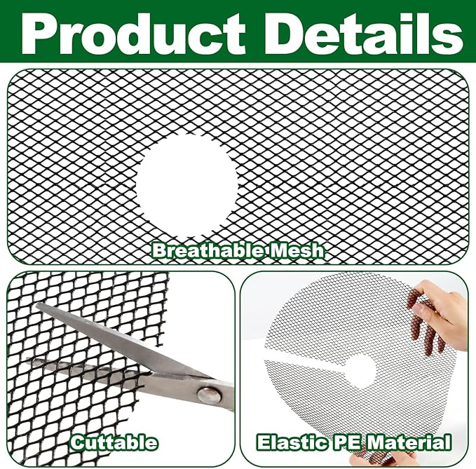 8Pcs Plant Pot Grids,15.8Inch Plant Pot Cover with 30 U-Shaped Nails, Cat Proof Protector for Potted Plants,Dig-Free Soil Cover & Flower Pot Grid Guard