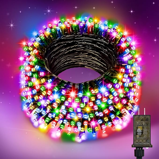 Nisocy 66FT 200 LED Multicolor Christmas String Lights with Green Wire, 8 Modes Plug in Fairy Lights, Waterproof Xmas Tree Lights for Indoor Outdoor Holiday Decorations, Party, Home, Patio