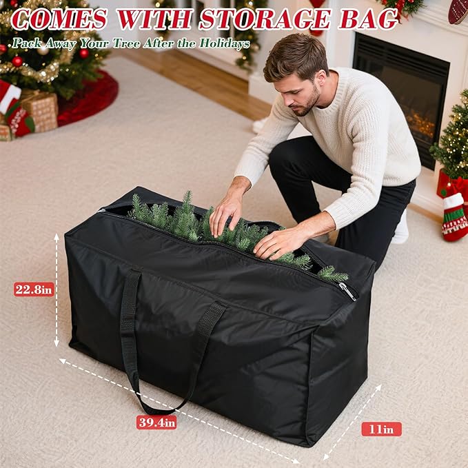 6ft Christmas Tree Prelit w/ 2085 PE & PVC Mixed 'Feel Real' Branch Tips, 400 Warm LED Lights, Hinged Spruce Artificial Xmas Tree with Metal Stand & Storage Bag for Home, Office, Party Décor