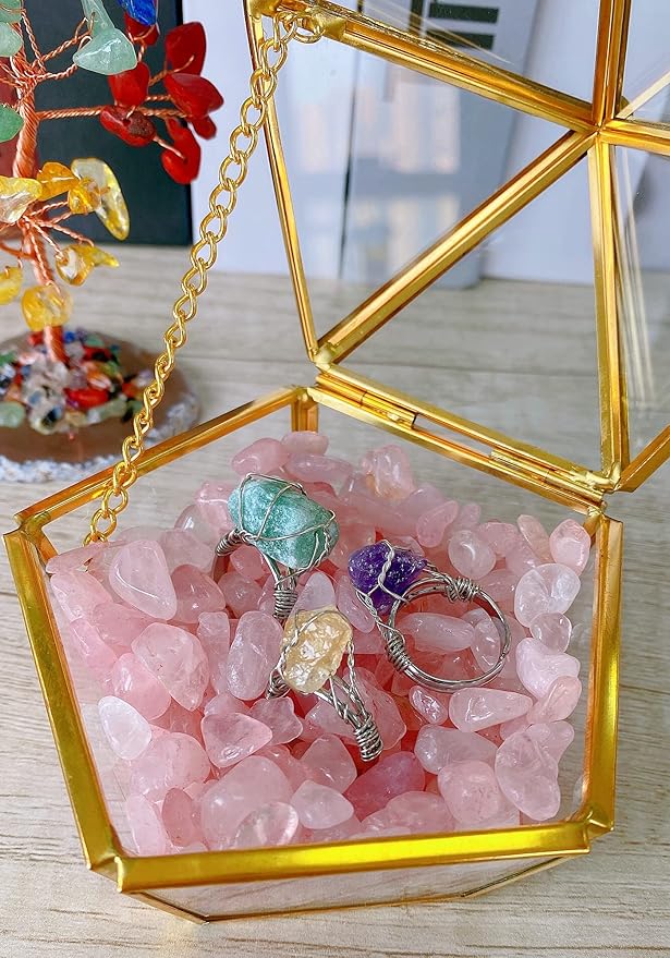 Rose Quartz Crystal Gravel Polished Rocks Chips Crushed Stones Healing Bulk Natural Tumbled Gem Home Decoration Pebbles Aquarium Tank Plants Landscape Vase Filler Bottom Ornament 0.9lb 14.1 OZ