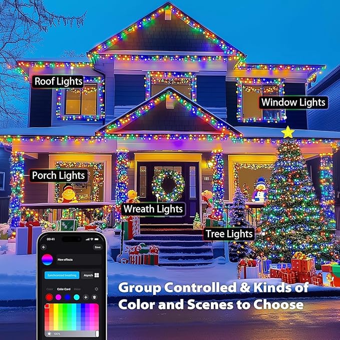 JMEXSUSS APP Controlled Color Changing Christmas Lights, 66ft 200 LED RGB String Lights Green Wire with Remote, Smart Christmas Tree Lights Plug in for Room Bedroom Party Indoor Outdoor Home Decor