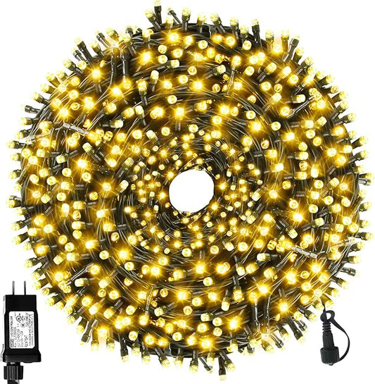 170FT 500 LED Christmas Lights Outdoor Indoor, Waterproof Christmas Tree Lights for Christmas Decorations with Timer, 8 Modes Memory Function (Warm White)