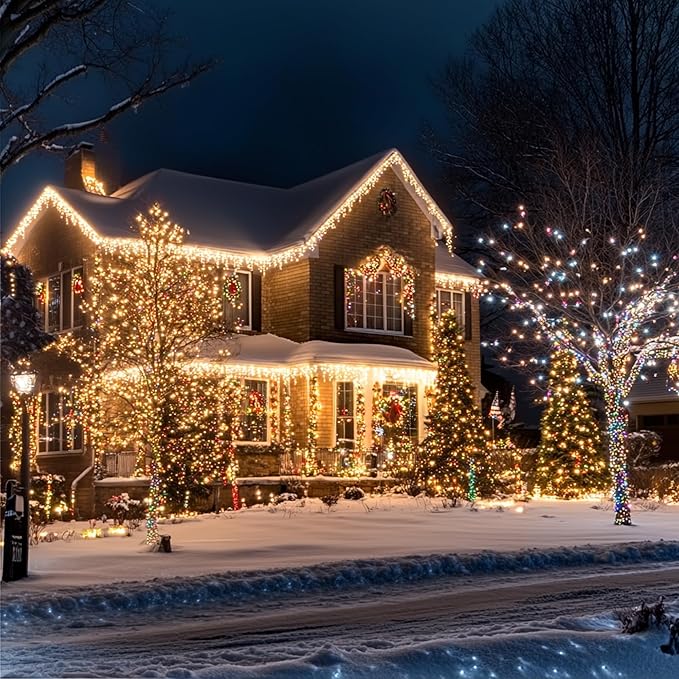 Dazzle Bright Warm White Christmas Mini String Lights, 4 Pack Total 120FT 600 Incandescent White Wire Fairy Lights, Waterproof Christmas Decorations for Indoor Outdoor Party Garden Yard Decor