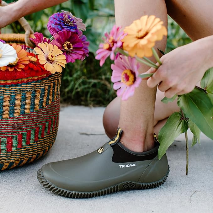 Trudave Garden Shoes for Men & Women, Waterproof Rubber Shoes with 4.5mm Neoprene, Womens Rain Boots for Gardening,Size 6-13