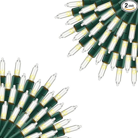 Uptotop Christmas 2 Pack String Light, Total 200 Count 40 FT Plug in Waterproof String Light Decorations for Party Carnival Supplies, Outdoor Yard Garden Decor (Warm White)