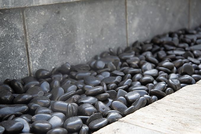 MSI Decorative Polished Black Pebbles, 1.2 inch - 2 inch, 40 lb. Bag(Pallet/ 55 Bags)