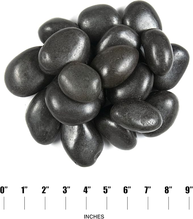 MSI Decorative Polished Black Pebbles, 1.2 inch - 2 inch, 40 lb. Bag(Pallet/ 55 Bags)