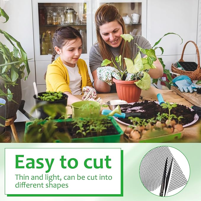 20 PCS Terrarium Mesh for Drainage, 11.8 X 7.8 Inches Eye Mesh, Plant Pot Drainage Mat, Prevent Soil Loss, Suitable for Potted Plants, Gardening Gifts for Friends (Black + Gray)