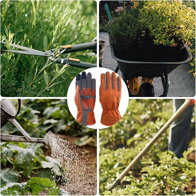 ZLUXURQ Gardening Gloves for Women and Men, Work Gloves for Yard Work