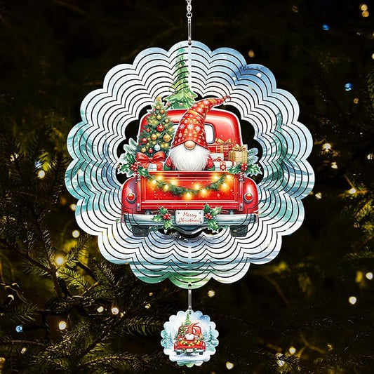 Wind Sculptures 3D Stainless Steel Christmas Decoration Garden Decoration Indoor Outdoor Hanging Ornament Worth Gift 12inch Santa Claus Metal Wind Sculptures