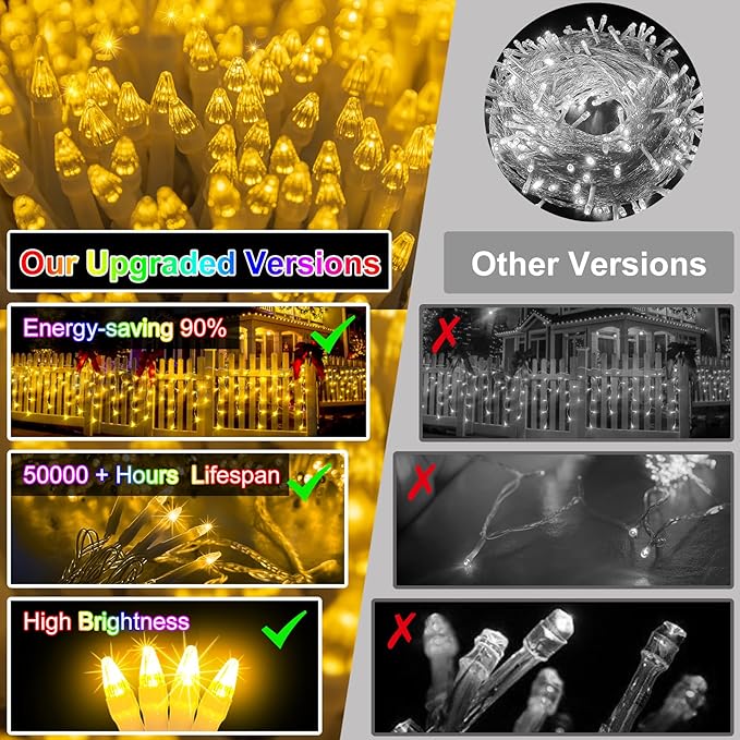 82FT LED Christmas Lights Outdoor with 176 Drops, Christmas Decorations Hanging Lights 616 LED 8 Modes, Outsite Fairy String Lights for Wedding Party Holiday Winter Wonderland Decorations Warm White