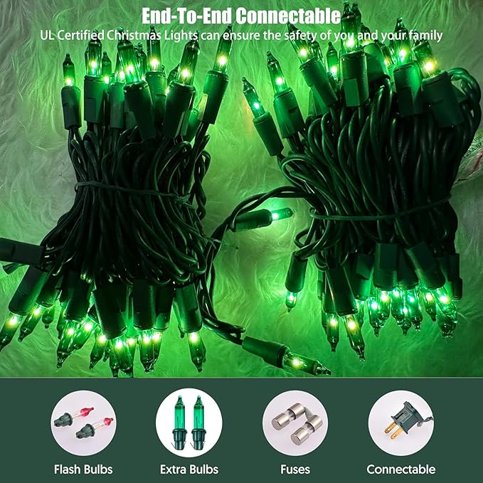HISHINY Green String Lights 100 Count Mini St Patricks Decorations Lights with Green Wire for Outdoor Christmas Decorations Indoor Decor,UL Certified (21feet)