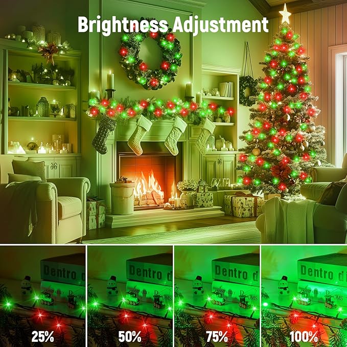 Minetom 1000 LED Christmas Tree Lights, 328 FT Green Wire LED Decorative Fairy Lights with Remote & 8 Modes, Waterproof for Outdoor Xmas Holiday Party Garden Wedding Home Decor, Red ＆ Green