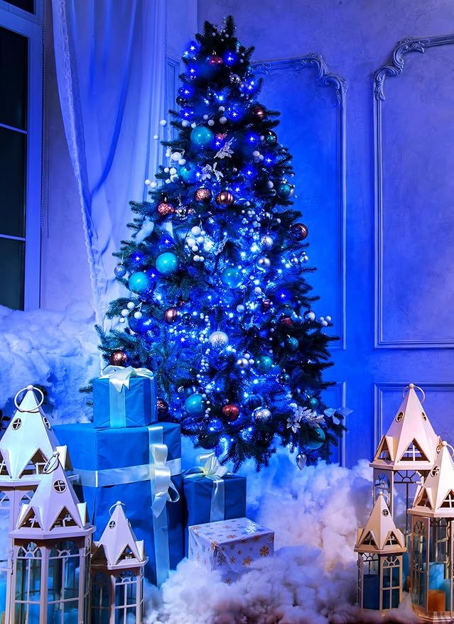 Christmas String Lights 66Feet 200 LED Twinkle Fairy Lights String with 8 Light Modes for Christmas Trees Garland Wreath Wedding Indoor Outdoor Holiday Decorations - Blue