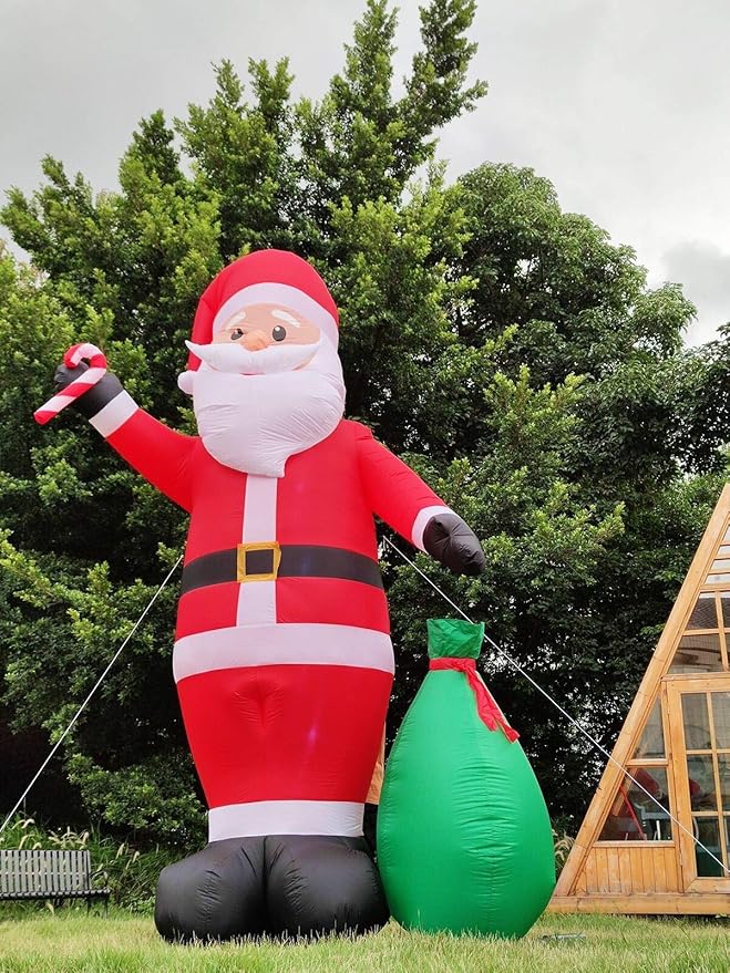 12 Ft by 7.6 Ft Giant Christmas Inflatables Decorations Outdoor Santa Claus with Gift Bag with LED Light for Christmas Blow Up Yard Decor for Lawn Garden Party Holiday Xmas Decorations Cute Fun