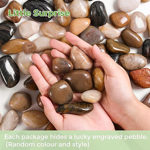 SIDONG 10 lbs Mixed River Rocks, 1.2-2 Inches Highly Polished Pebbles for Indoor Plants, Aquarium Rocks Used in Fish Tank, Decorative Stones for Plants, Vases, Home Décor, Crafting, Garden Landscaping