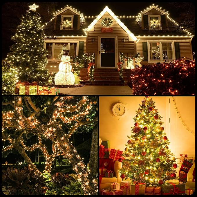 170FT 500 LED Christmas Lights Outdoor Indoor, Waterproof Christmas Tree Lights for Christmas Decorations with Timer, 8 Modes Memory Function (Warm White)