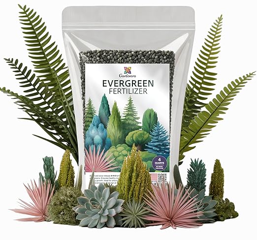 Gardenera Evergreen Fertilizer – All-Purpose Granular Plant Food for Outdoor Trees and Shrubs, Azaleas, Magnolias, Pines & Arborvitae – Slow-Release Formula (4 Quarts)