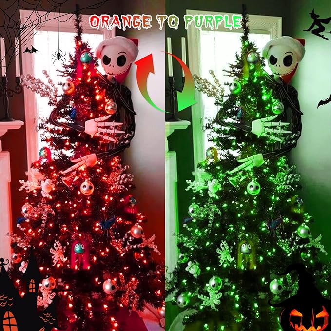 JMEXSUSS 200 LED Halloween Lights Outdoor, 66ft Red and Green String Lights with Remote, Connectable Waterproof Color Changing Christmas Lights for Party Yard Christmas Halloween Decor