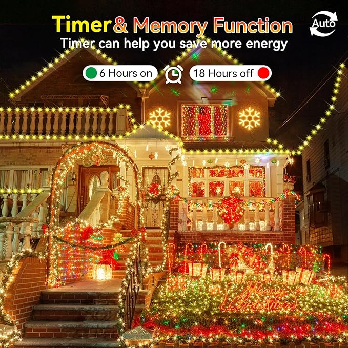 Hezbjiti 2 Pack 1000 LED 403 FT Christmas String Lights Outdoor, 8 Lighting Modes IP44 Waterproof Fairy Lights with Timer and Dimmable Function for Party Tree Decorations (Warm White, Clear Wire)