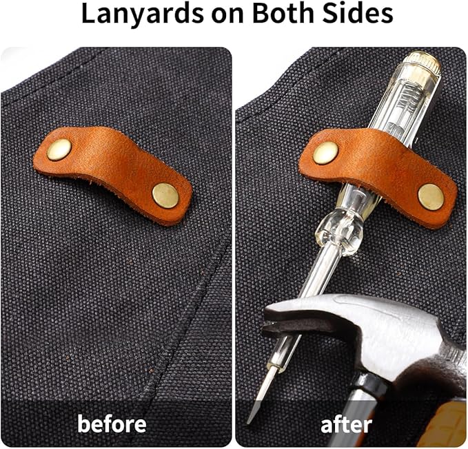 Aprons for Men, Heavy Duty Canvas Tool Apron, With multi Tool Pockets, Adjustable S to XXXL Cross Back Apron, Workshop & Woodworking Apron, Utility Work Aprons for Men