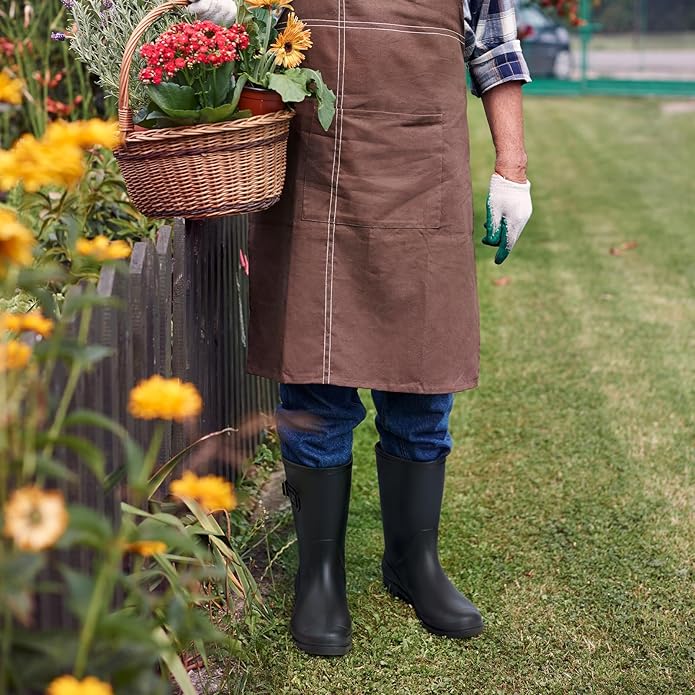 Evshine Women's Mid Calf Rain Boots Waterproof Garden Shoes