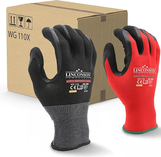 linconson 12 Pack Safety Performance Series Construction Mechanics Work Gloves