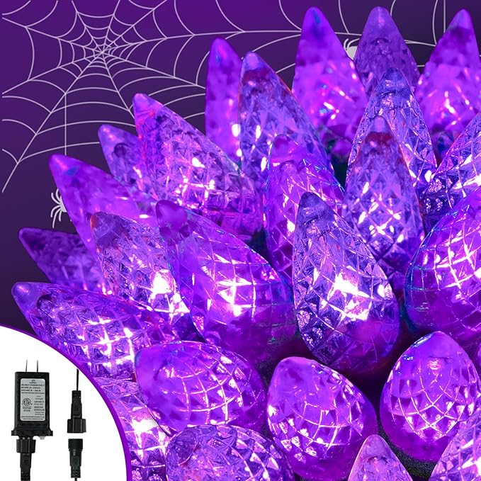 Upgraded 250LED C6 Connectable Halloween String Lights, 82FT Waterproof Purple Light for Outside, Fairy Twinkle Light Plug in with 13 Modes & Timer for Outdoor Indoor Party Tree Halloween Decorations