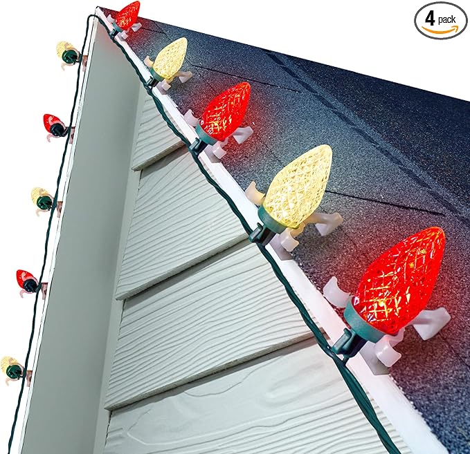 C9 LED Christmas Lights Outdoor, 68 Ft 100 LED C9 String Lights with 100 All in One Clips, Connectable Waterproof Christmas Tree Lights for Outside Roofline Backyard Garden Decor, Red & Warm White