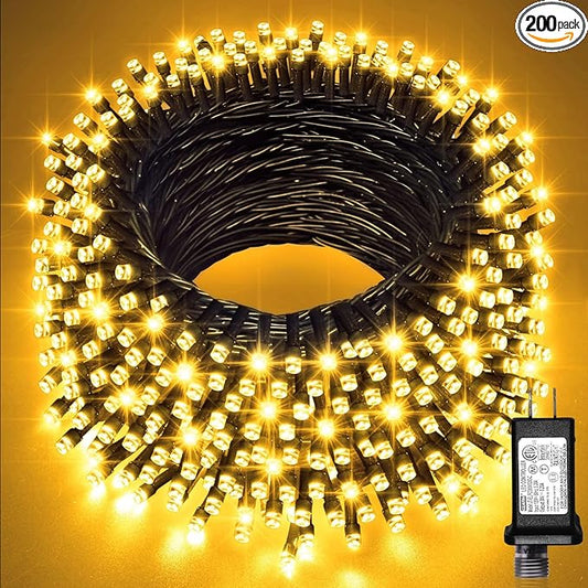 JMEXSUSS 66ft 200 LED Christmas Lights Outdoor, Warm White Christmas Tree Lights Indoor Plug in, 8 Modes Twinkle String Light for Outside Bedroom Wedding Party Classroom Dorm Ceiling Home Decorations