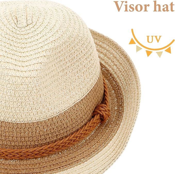 Uonlytech Breathable Lightweight Straw Sun Hat for Women Summer Beach Vacation Wide Brim Cap for Sun Protection Stylish Outdoor Garden and Travel Accessory Beige