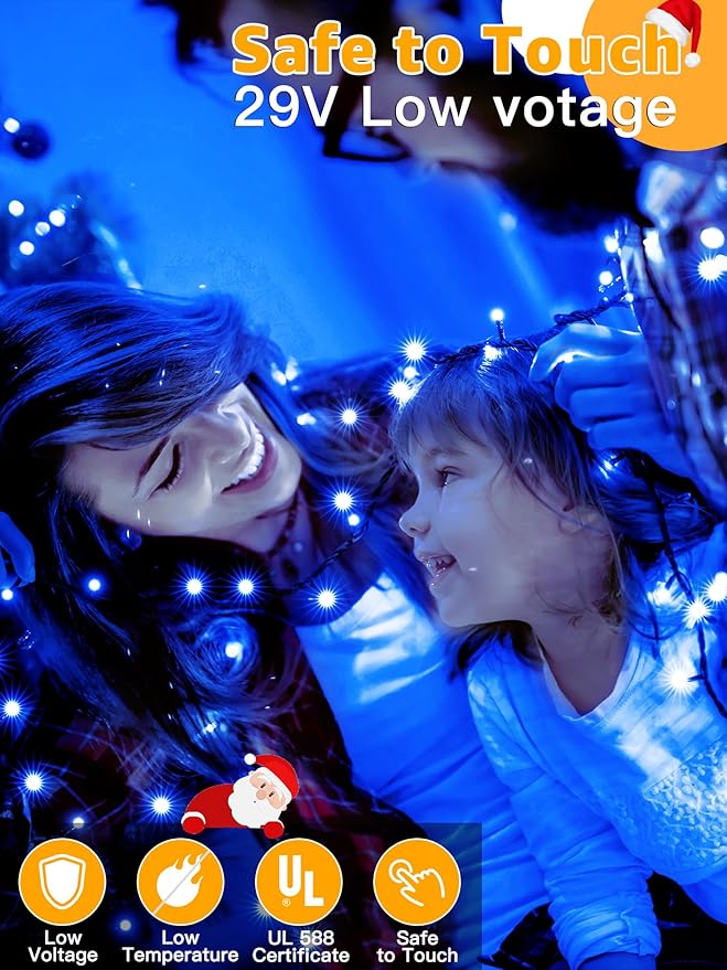 500 LED 164 FT Christmas Lights, Waterproof Outdoor String Lights with Remote and Timer, Christmas Tree Lights with 8 Modes Dimmable, Fairy Lights for Holiday Decor (Blue)