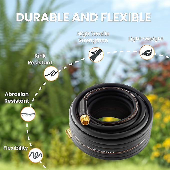 Giraffe Tools Garden Hose 25ft x 5/8'', Water Hose Heavy Duty, Flexible, Lightweight Hybrid Hose with Swivel Handle, Male to Female Fittings