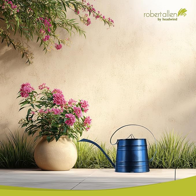 Headwind Danbury Vintage Watering Can – 1/2 Gallon Oceanside Blue Decorative Galvanized Large Metal Watering Can Planter for Outdoor & Indoor – Antique Style by Robert Allen