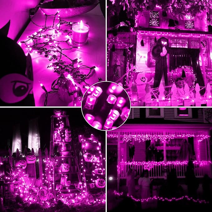 500 LED Pink Christmas Lights,164 FT Outdoor Fairy Lights Plug in, Pink String Lights with 8 Twinkle Modes for Indoor Outdoor Bedroom, Yard, Wedding, Valentines Day Decoration