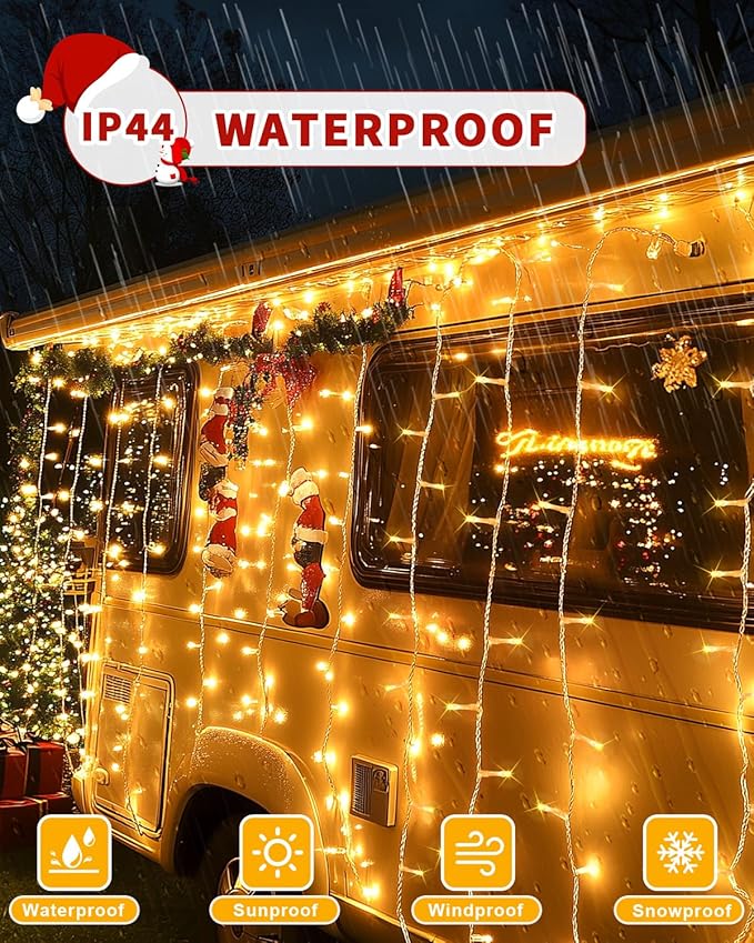 300 LED 108FT Christmas Lights String Outdoor Indoor, Warm White Xmas Tree Lights, Plug in Twinkle Fairy Light with Remote Timer Dimmable for Room Yard Holiday Party Wedding Camping Decor