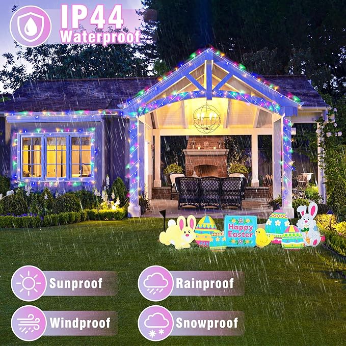 66FT 200 LED Christmas Lights Outdoor, Plug in Christmas String Lights Indoor, Waterproof & 8 Modes & Timer Function, Connectable Fairy Twinkle Light for Bedroom Wedding Decor, Pastel Multicolor