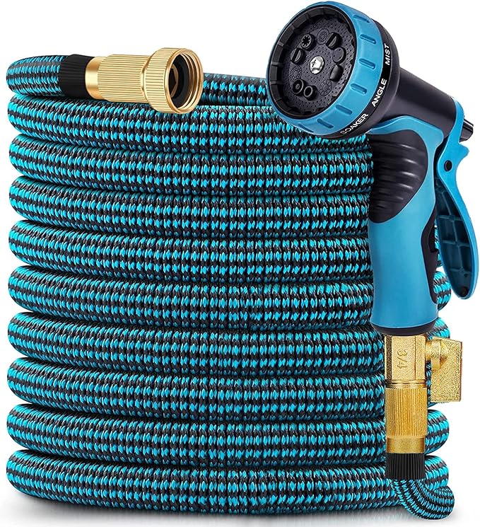 150 ft Expandable Garden Hose, 2025 New Ultra Lightweight & Flexible Water Hose 150ft, 10 Pattern Spray Nozzle, Leak-Proof Solid Brass Fittings, High-Density Outer Fabric, Durable Latex Core, No Kink