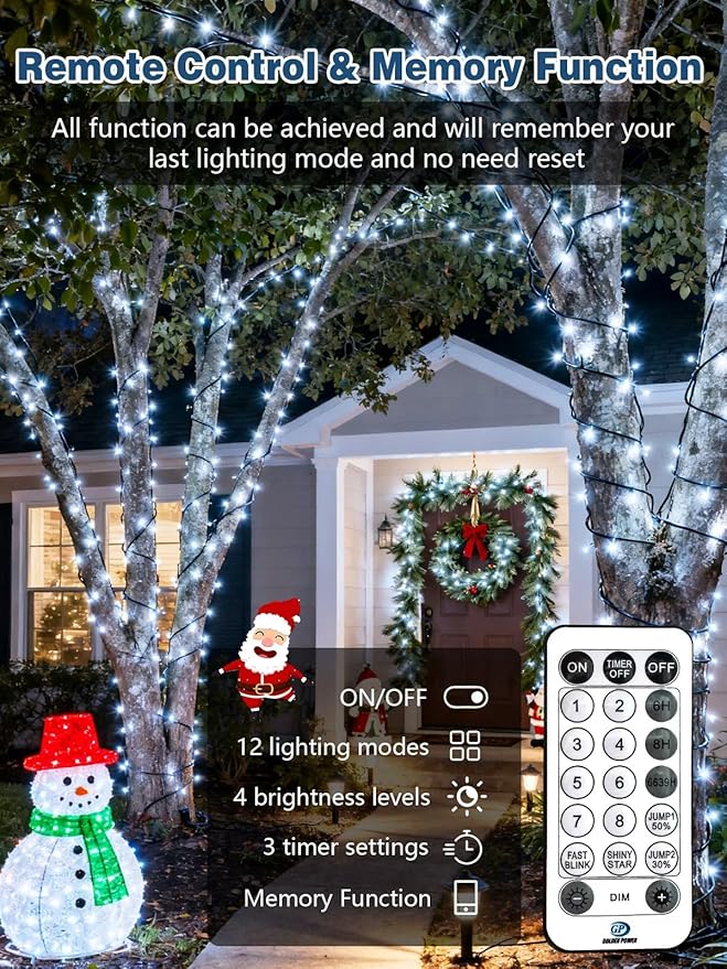 Voice Controlled Christmas Lights with Remote, 132 FT 400 LED String Lights Indoor Outdoor with 12 Modes 3 Timers, Dimmable Twinkle Light Plug in Waterproof for Xmas Tree Party Decor, Cool White