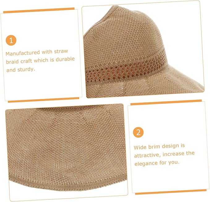 Foldable Bowknot Straw Sun Hat for Women Lightweight Wide Brim Beach Visor for Outdoor Activities Breathable Summer Sun Protection Accessory Portable Garden and Hiking Cap Khaki