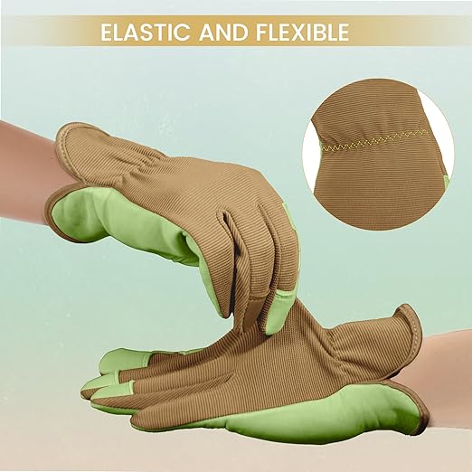 Gardening Gloves, Garden Gloves for Women and Men, Thorn Proof Working Gloves, Durable Leather Work Garden Gloves for Yard & Outdoor Work, Green, S