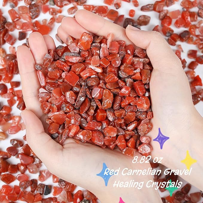 Red Carnelian Crystal Polished Rocks 0.3-0.4" Tumbled Reddish Brown Agate Stones Chips Quartz Stone Crushed Healing Crystals Natural Gem Home Decoration Aquarium Plants Vase Filler Ornament 0.6lbs